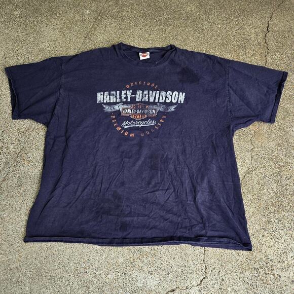 Vtg Y2k HARLEY DAVIDSON Shield Logo Graphic Portland Local Biker T Shirt 3XL - Picture 1 of 6